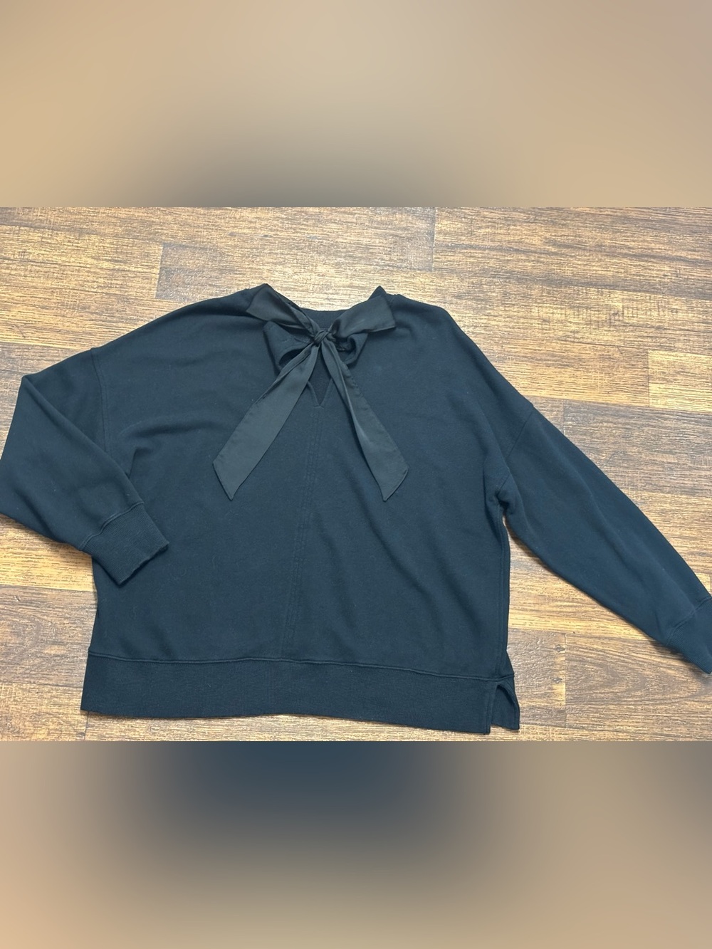 aerie Black Tie-Neck Pullover Sweatshirt
